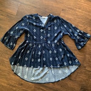 Navy Button Down Blouse